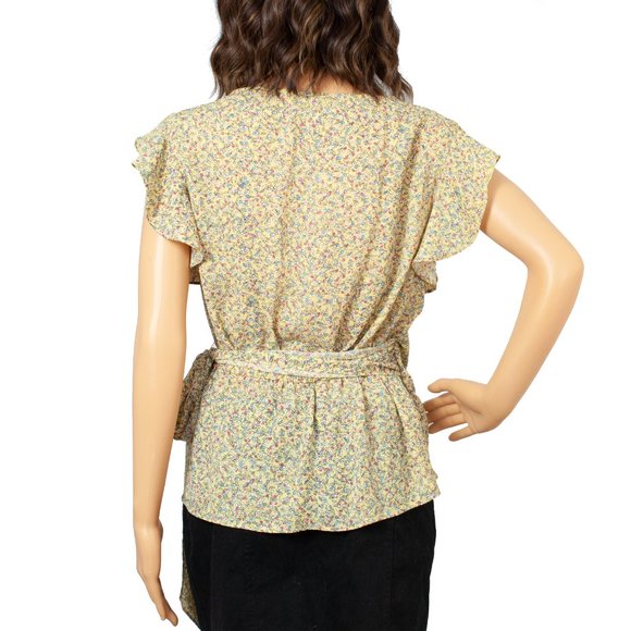 Max Studio Yellow Ruffle Wrap Blouse, Size M - Picture 2 of 5